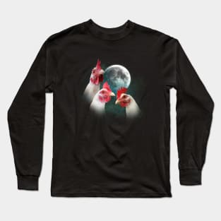 Three Chicken Moon Long Sleeve T-Shirt